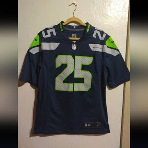 Nike Men's Navy and Lime Green Jersey